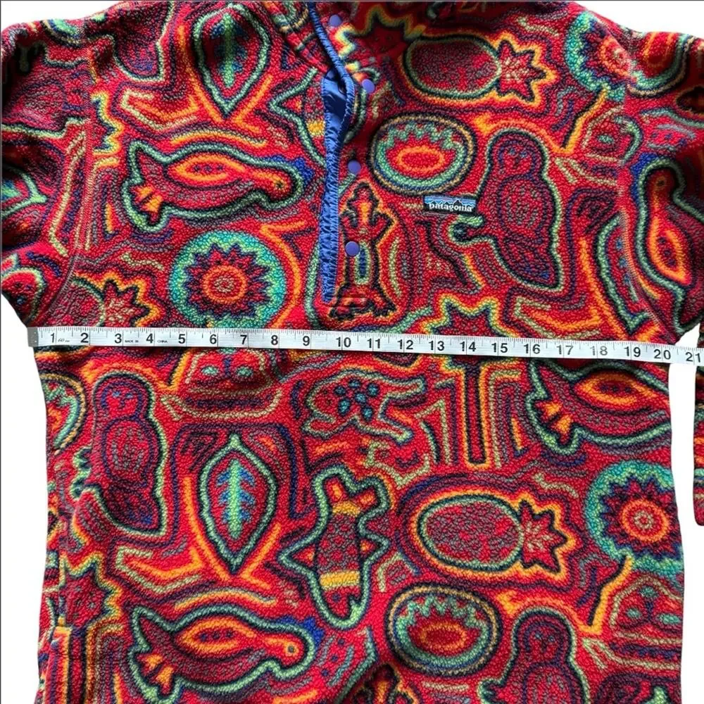 Vtg Patagonia Kid’s 90’s  Snap T Synchilla Fleece Pullover Red Mola Size 12 Rare